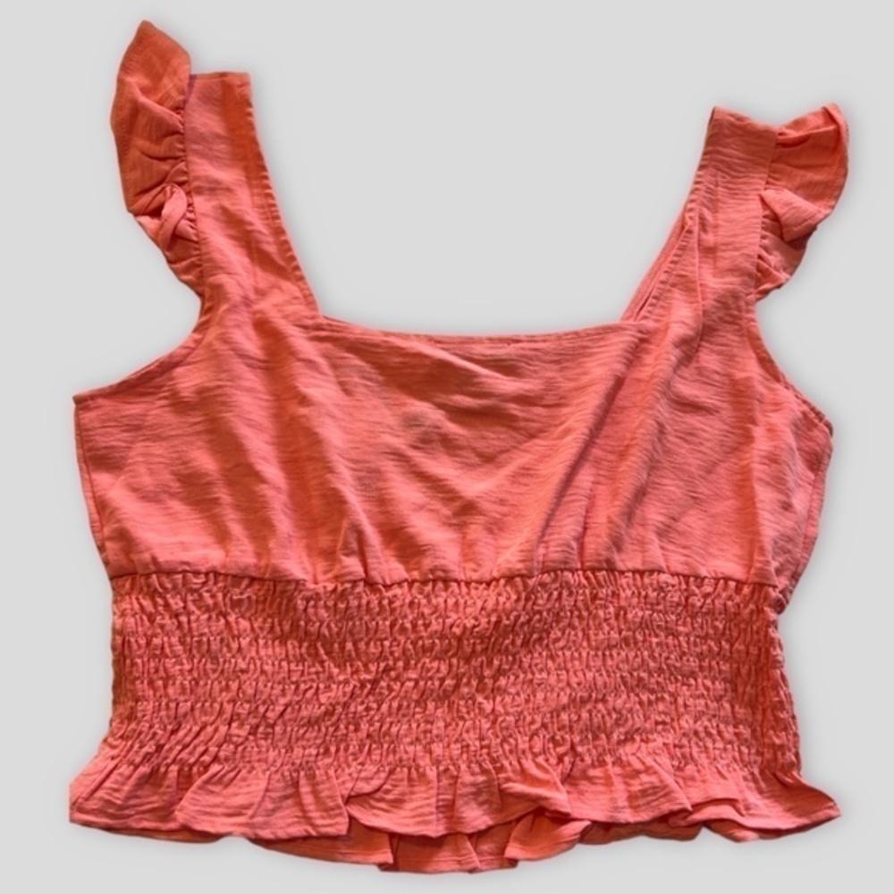 BCBGENERATION Ruffle Strap Smocked Top In Coral - Picture 7 of 10